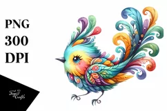 Colorful Watercolor Bird | Sublimation | Clipart Product Image 1