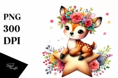Colorful Deer with Flower Crown PNG Product Image 3