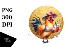 Funky Chicken in Beachwear PNG Product Image 1