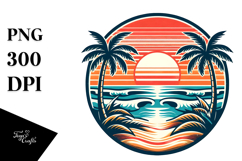 Retro Beach Sunset Clipart Product Image 1
