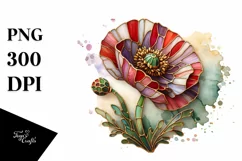 Colorful Stained Poppy | Watercolor Clipart Product Image 1