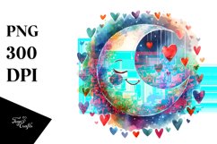 Colorful Smiling Moon PNG Product Image 1