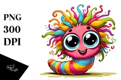 cute Crazy Cartoon Worm with Big Eyes | Sublimation | Product Image 3