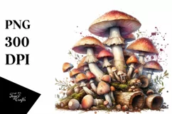 Watercolor Splash Mushroom PNG Product Image 3