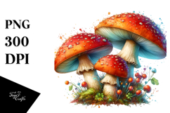 Watercolor Splash Mushroom PNG Product Image 1
