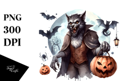 Funny Halloween Werewolf Clipart Product Image 1