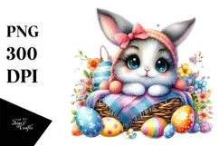 Colorful Crazy Cute Baby Rabbit PNG Product Image 1