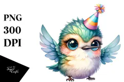 Energetic Hummingbird with Party Hat PNG Product Image 1