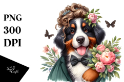 Baby Bernese Mountain Dog Flower Bouquet Clipart Product Image 1