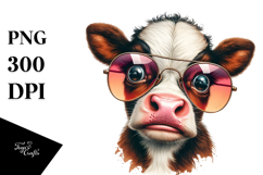 Funny Baby Cow with Sunglasses, PNG Product Image 1