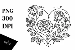Vintage Heart with Roses, PNG Product Image 1