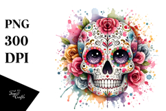 Colorful Skull with Splashes PNG Product Image 1