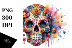 Colorful Skull Painting, Transparent PNG Product Image 1