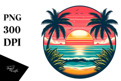 Retro Tropical Beach Sunset PNG Product Image 1