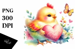 Pastel Chicken Sitting on Flower PNG Product Image 1