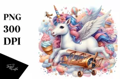 Baby Unicorn with Biplane PNG Product Image 3