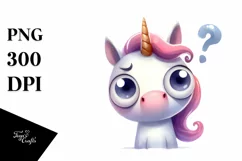 Funny Expressive Unicorn, PNG Product Image 1