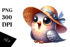 Funny Dove with Sun Hat Clipart Product Image 1