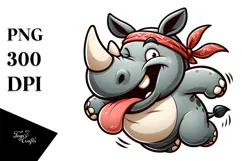 Goofy Rhino Jumping, High-Res PNG Product Image 1