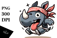 Goofy Rhino Jumping, High-Res PNG Product Image 1