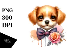 Funny Dog with Bow and Tie, Transparent PNG Product Image 1
