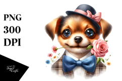 Funny Dog with Bow and Tie PNG Product Image 1