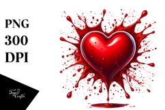 Red Glossy Heart Painting, White Background Product Image 1