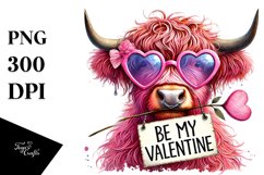 Pink Highland Cow with Sunglasses, PNG Product Image 1
