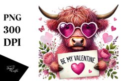 Pink Highland Cow with Sunglasses, High-Res PNG Product Image 1