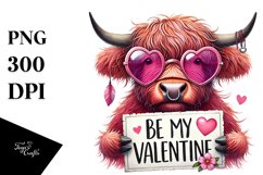Detailed Pink Highland Cow with Sunglasses, PNG Product Image 1