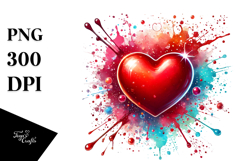 Red Glossy Heart Digital Painting PNG Product Image 1