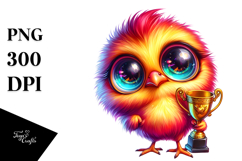 Cute Baby Chicken with Trophy, High-Res PNG Product Image 1