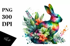 Abstract Vibrant Rabbit with Leaf Body PNG Product Image 1
