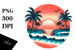 Retro Tropical Beach Sunset Clipart Product Image 1