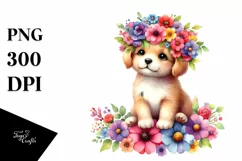 Colorful Puppy Flower Crown Clipart Product Image 3