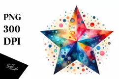 Colorful Watercolor Star | Watercolor Splash Product Image 1