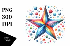 Colorful Watercolor Star | Watercolor Splash Product Image 3