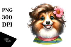 Watercolor Shetland Sheepdog Flower | Clipart Product Image 1