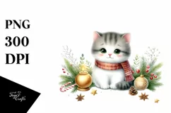Christmas Cat with Santa Hat, PNG Product Image 3