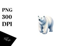 Detailed Polar Bear Floral | Watercolor Clipart Product Image 1