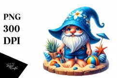 Vibrant Summer Gnome in Blue Accent Clothes Digital Painting Product Image 1