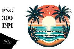 Retro Tropical Beach Sunset, 20 oz Tumbler Product Image 1