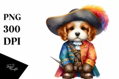 Wearing Musketeer Suit Puppy Clipart Product Image 3