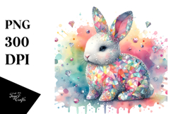 Colorful Bunny Made of Diamonds PNG Product Image 1