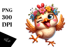 Playful Flower Crowned Chicken Product Image 1