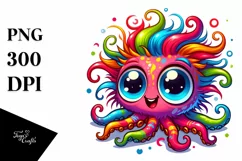 cute Crazy Cartoon Octopus with Big Eyes | Sublimation | Product Image 1