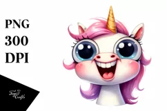 Funny Unicorn with Big Eyes PNG Product Image 1