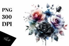 Washed Watercolor Colorful Flower PNG Product Image 1