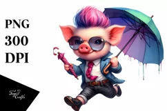Cute Baby Pig Running PNG Product Image 1