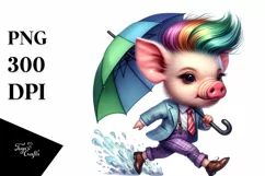 Cute Baby Pig Running PNG Product Image 1